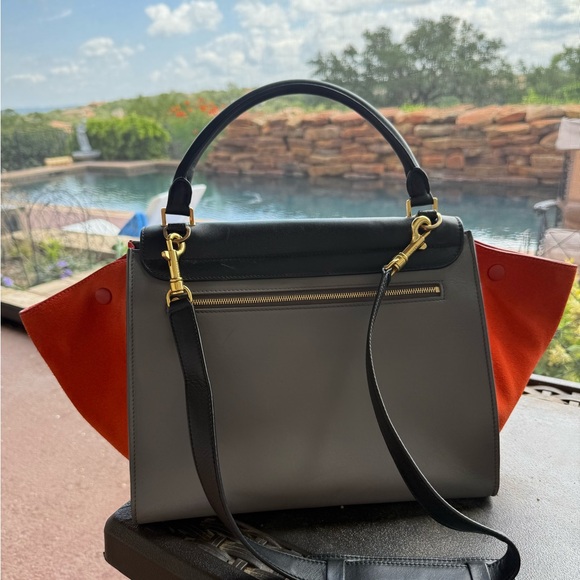 Authentic CELINE tricolor color block swing Trapeze bag purse medium Never Used - Picture 6 of 17